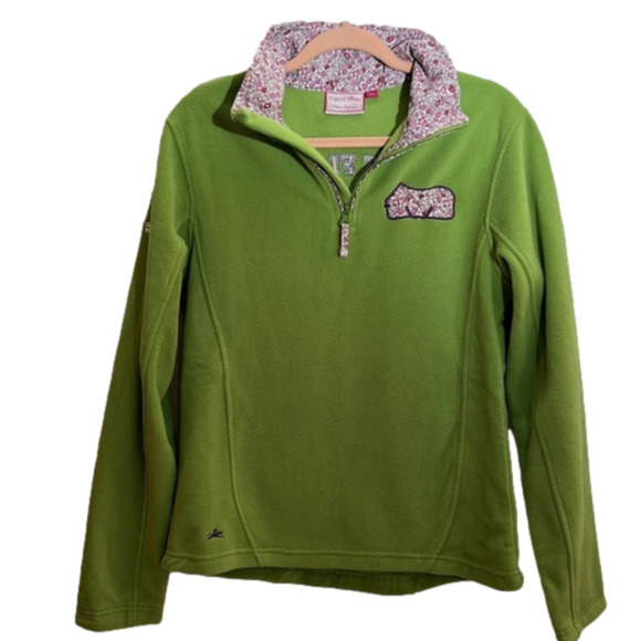 𝅺equi Theme Flower collectionfleece zip up, size Large, green, good condition - Picture 2 of 9